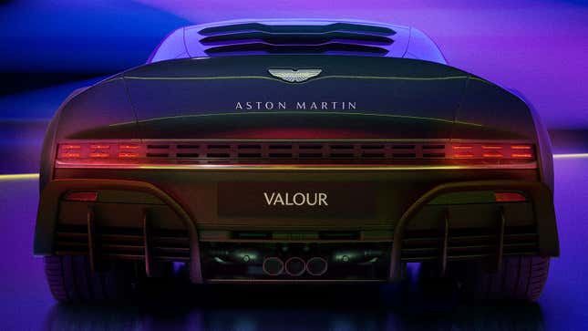 The image shows the rear of the Aston Martin Valor supercar. 